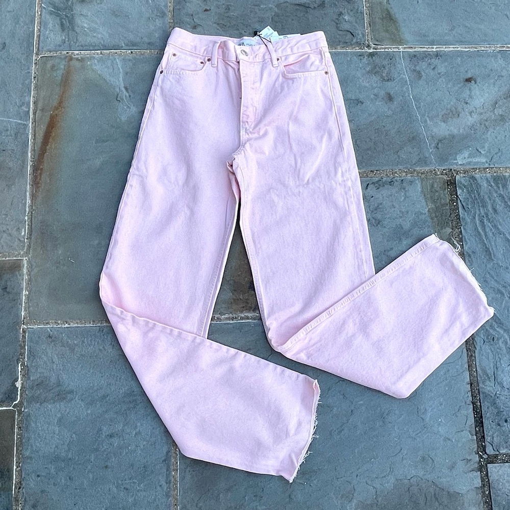 Zara The New Daddy Pink Wide Leg Jeans